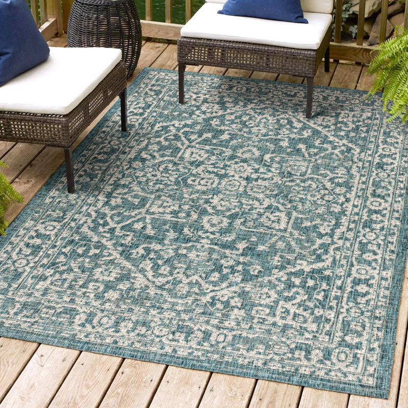 Tapis intérieur / extérieur Massimo Bohemian Medallion, Rectangle 3 pi 11 po x 6 pi
