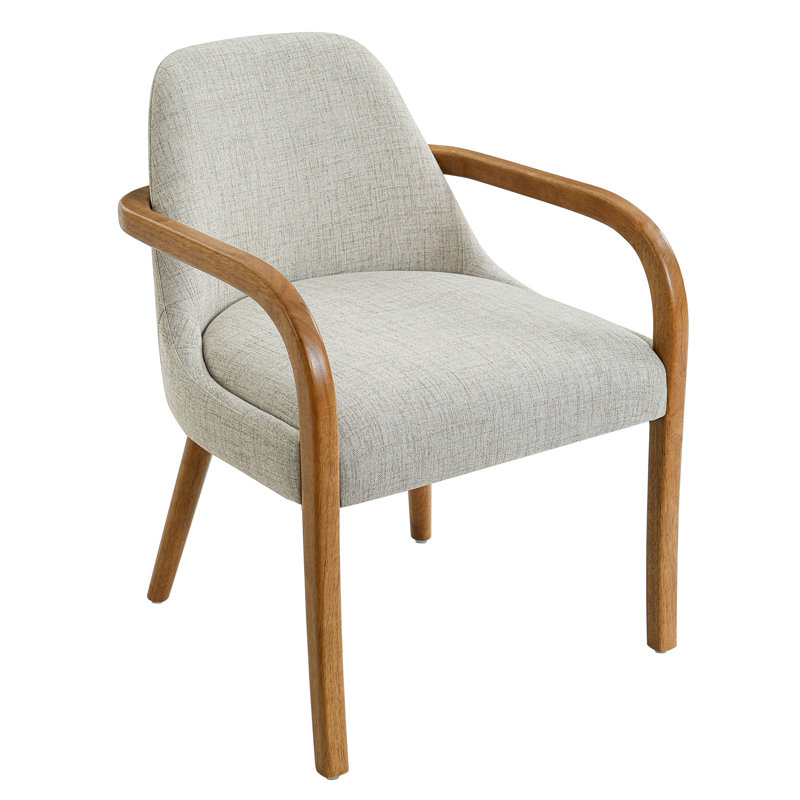 Chaises de salle à manger rembourrées en bois d'hévéa avec accoudoirs courbés Brinza