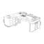 Bureau rectangulaire blanc / blanc + bois doré + bois manufacturé + Barenia avec 6 tiroirs-218204320