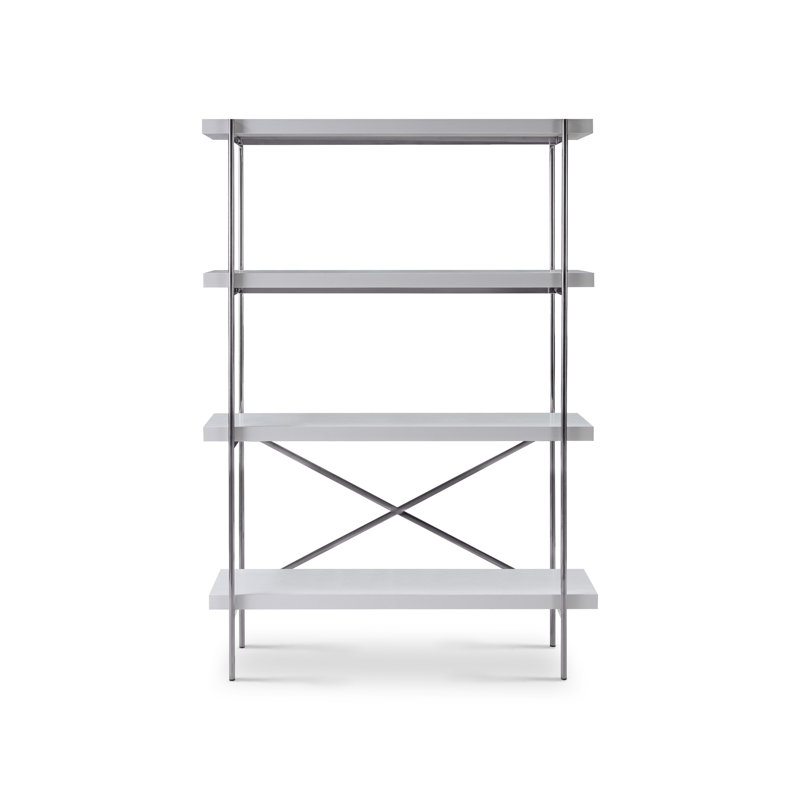 Jeanique 173.2cm H x 120cm W Stainless Steel Etagere Bookcase, Light Grey