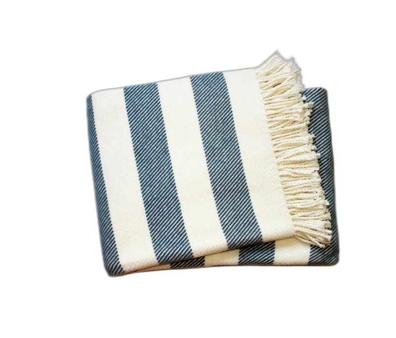Jeté Slanted, Crème / rayures bleues