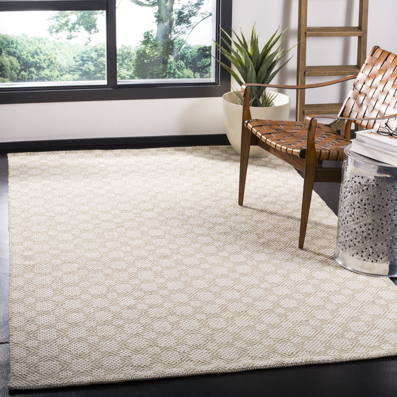 Tapis de zone en coton noué la à la main Loretto, Rectangle 4 pi x 6 pi