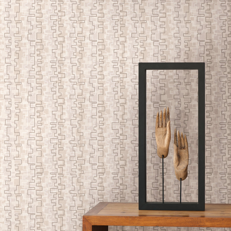 Papier peint géométrique 33 'x 20,5 "Seng, Beige