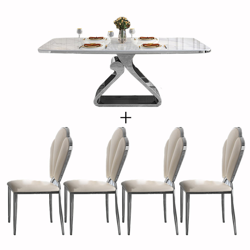 Ensemble de salle à manger Ardenia, Blanc / gris, H 29,53 po x L 70,87 po x l 35,43 po