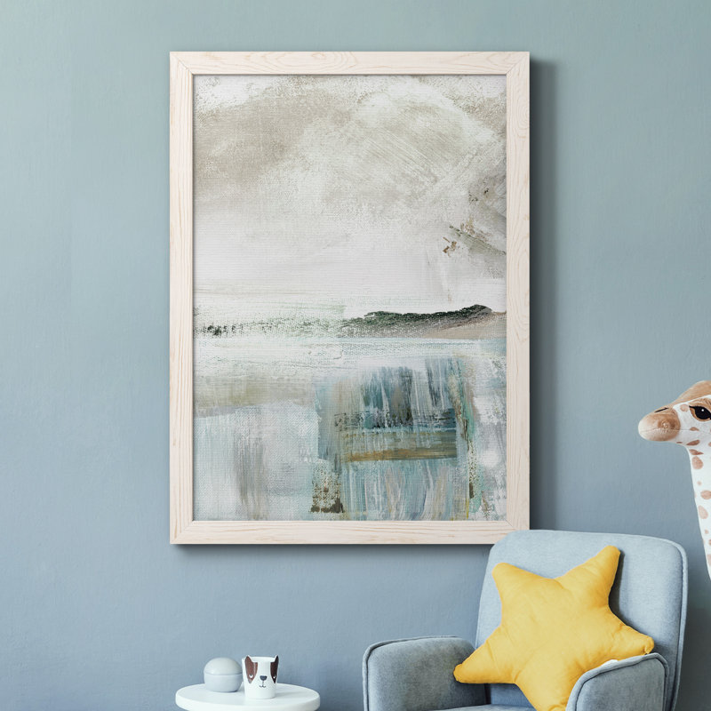 Summer Teal II - peinture sur toile encadrée, H 37,5 po x l 27,5 po x P 1 po, Blanc