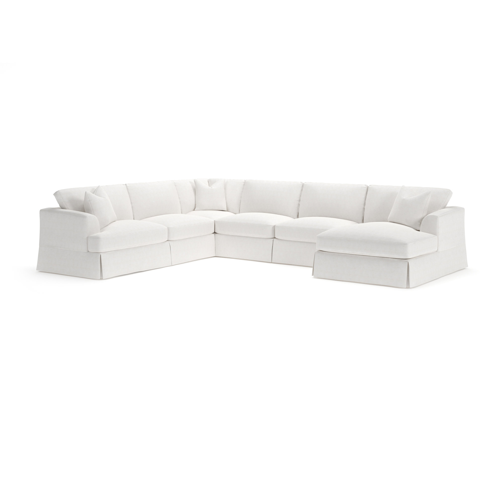 Lucia 5 - Piece Slipcovered Sectional, Right Hand Facing, Classic Bleach White Twill