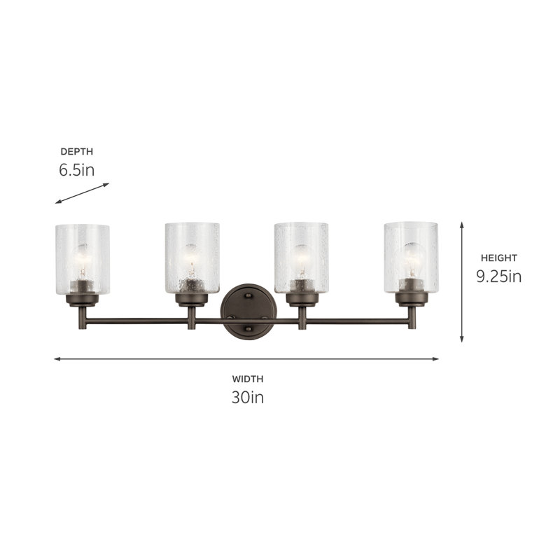 Winslow 30" Olde Bronze 4-Light Vanity Light with Clear Seeded Glass