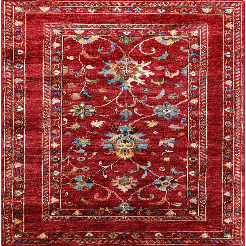 Tapis oriental rouge Fyllia, Carré 3 pi
