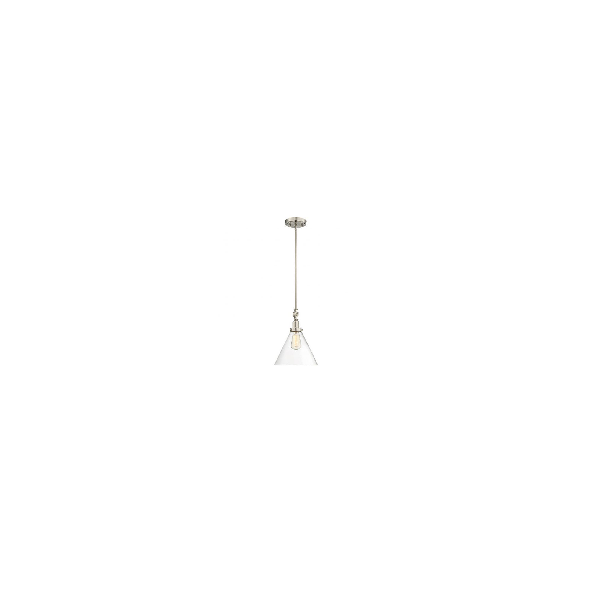 Catalina 1-Light Dimmable Hand Blown Glass Cone Pendant, Satin Nickel