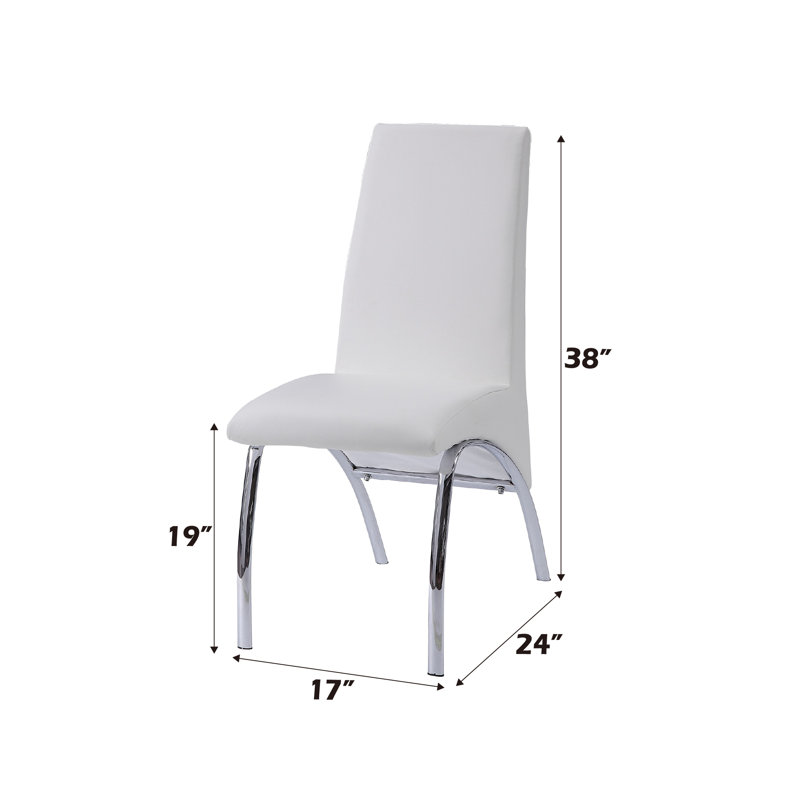 Aylo Upholstered Side Chair in Chrome (Set of 2), White
