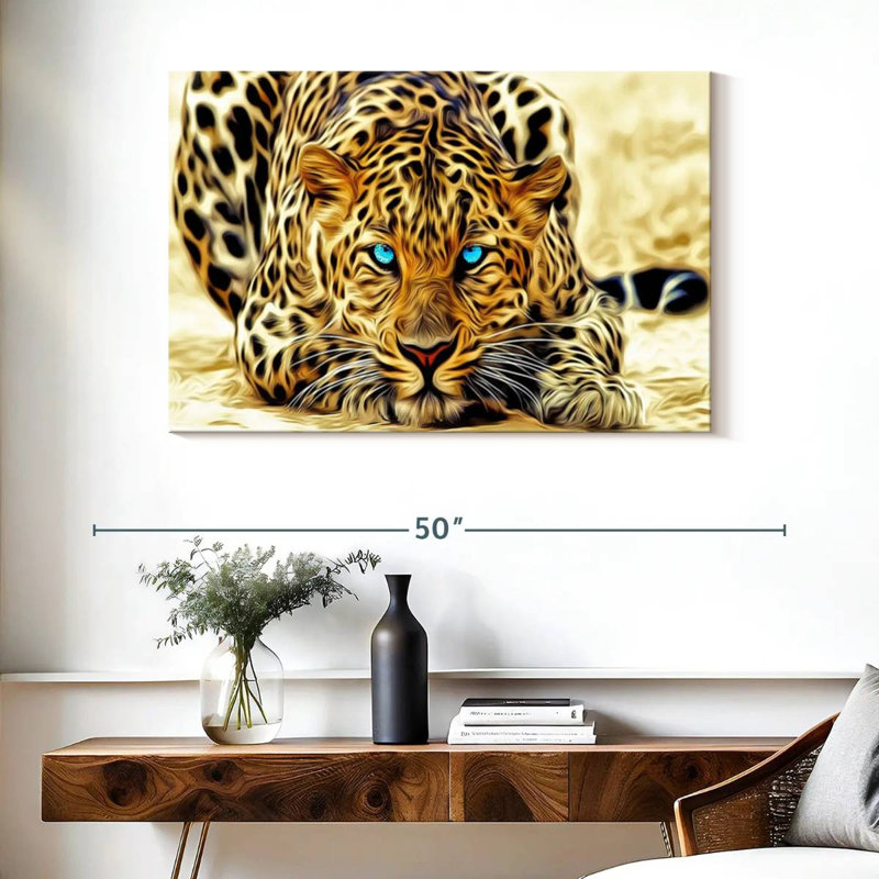 Impression sur toile «Blue Eyed Jaguar», H 26 po x l 39 po x P 1,25 po