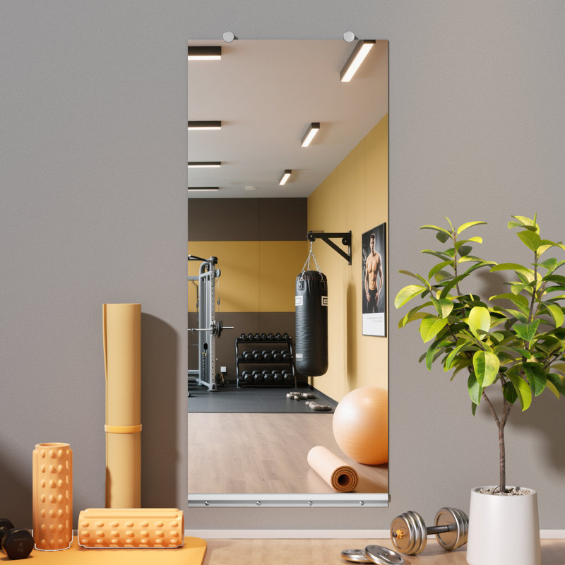 Ebern Designs Full Length Rectangle Wall Mirror Home Gym Mirror Dance Studio Mirror Tempered Glass Mirror 3-Year Warranty
