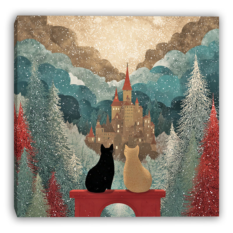 «Cats Over donnanting Winter Castle I», art mural sur toile tendue, H 20 po x l 20 po