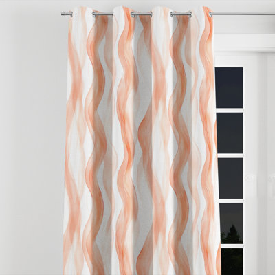 Panneaux de rideaux Modern Modern - Rideau à œillets Terra Lines abstrait orange et blanc