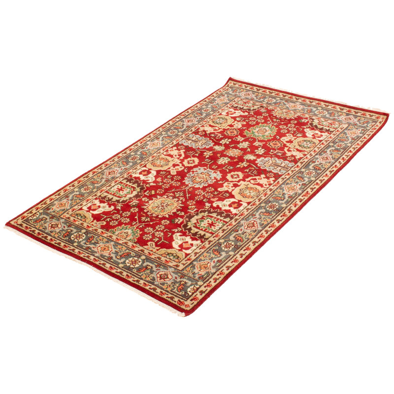 Tapis unique en laine rouge foncé 4 pi 10 po x 8 pi 3 po One Age of a Kind Kenio