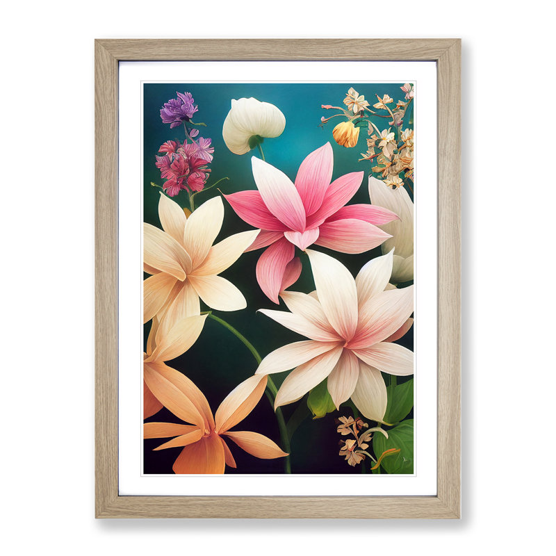 Exclusive Flowers - Single Picture Frame Print, Oak Framed, 64cm H x 46cm W x 2cm D
