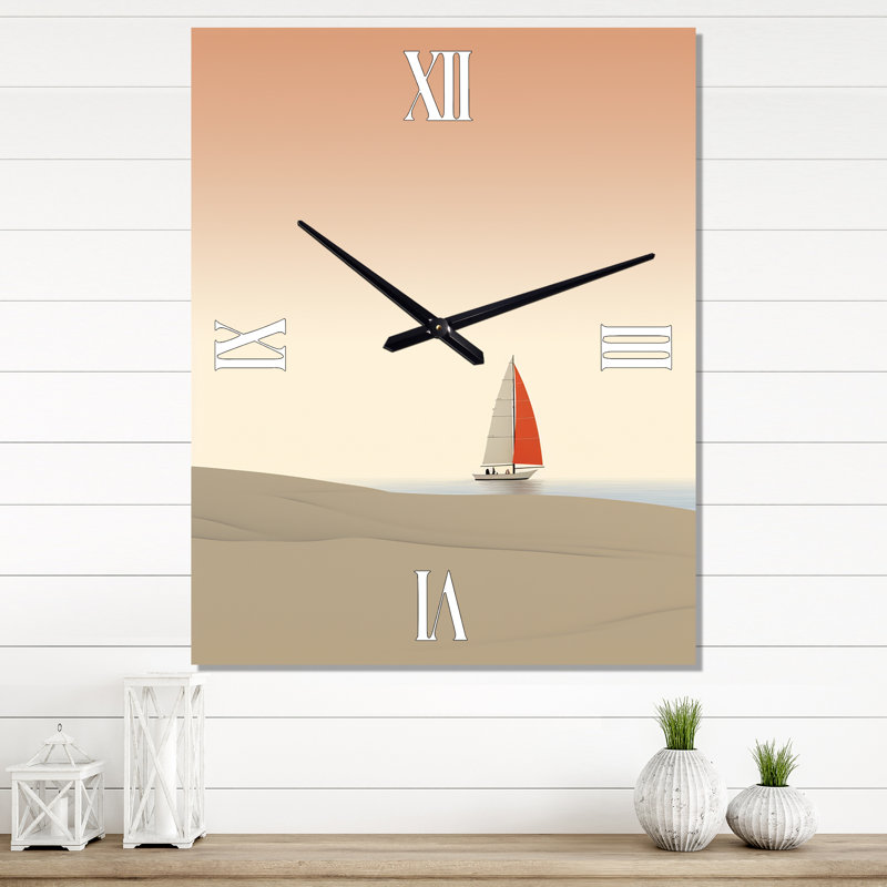 Voilier naviguant au coucher du soleil II - Horloge murale bateau, Moyen