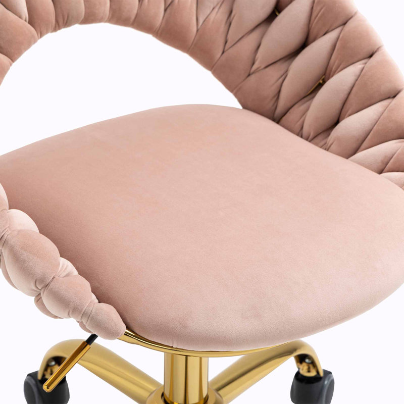 Chaise de travail en cuir véritable Quadry, Rose
