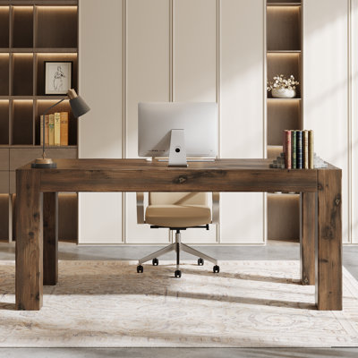 63'' Solid Wood Home Office Desk Computer Desk Executive Desk Writing Desk