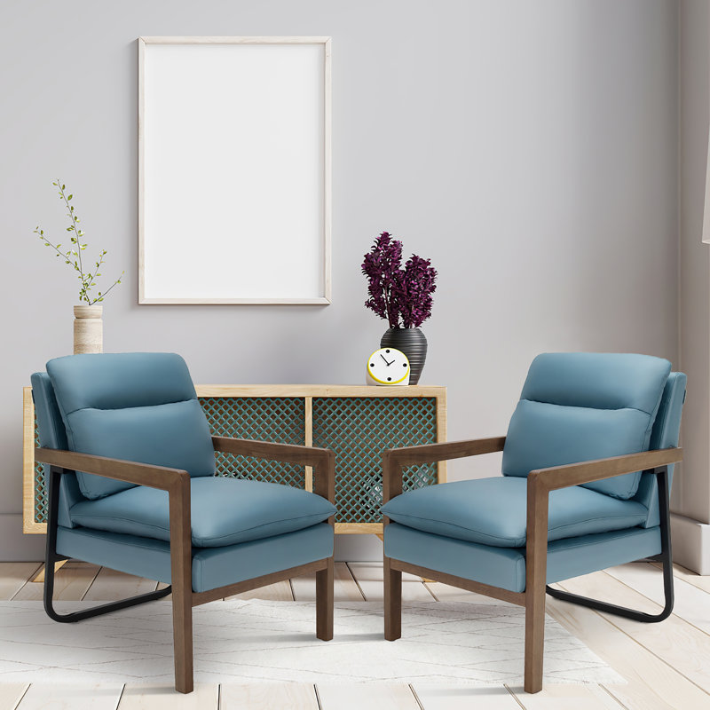Upholstered Accent Chair, Blue Linen