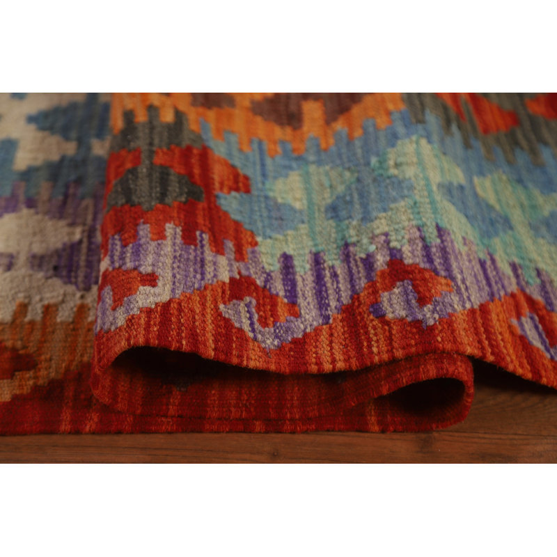 Wool Kilim Geometric Area Rug 10x13