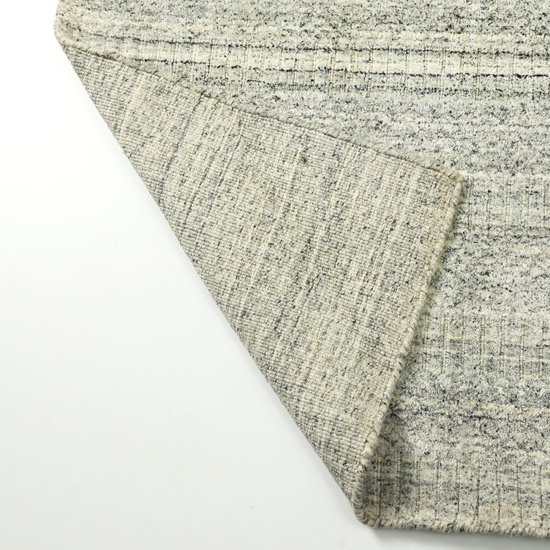 Tapis tissé à la main | Tapis en laine et bambou en soie moderne | Tapis d'intérieur argenté 4 mm, Rectangle de 5 pi x 8 pi