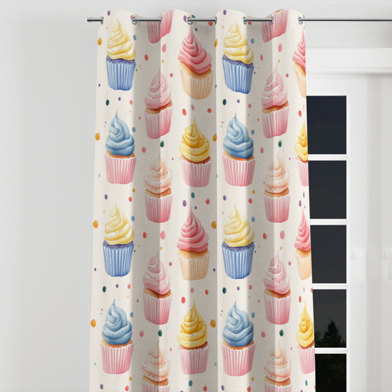 Rideaux occultant Kids Desserts - rideau simple avec œillets - 1 panneau, L 52 po x L 120 po, Œillets argentés