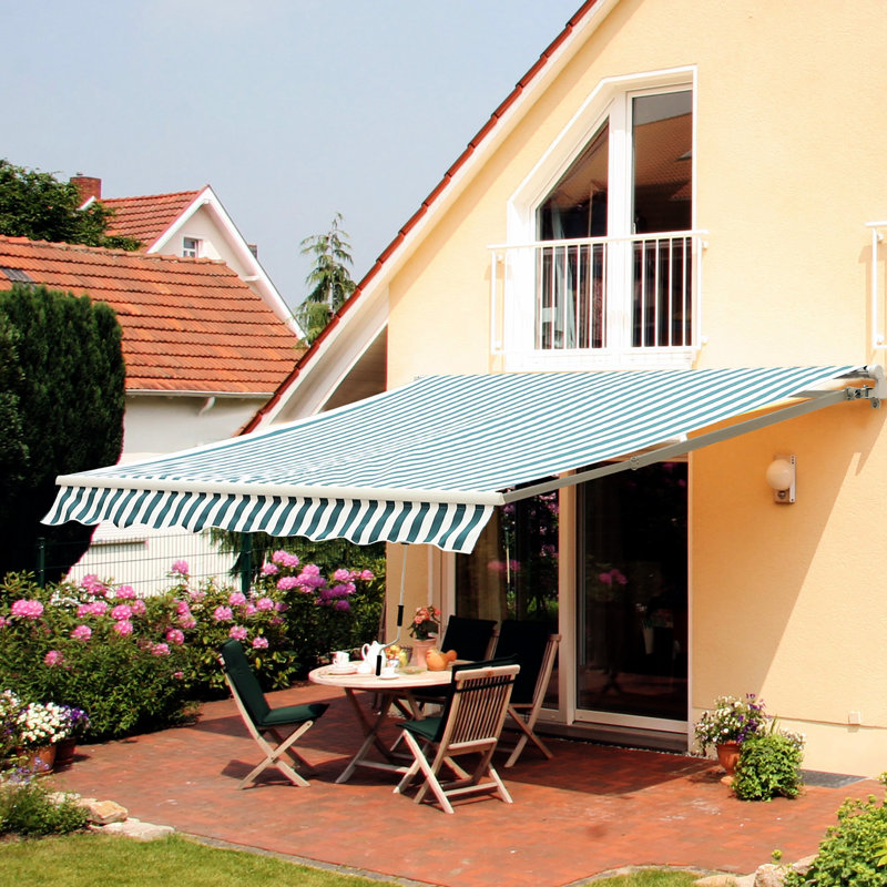 Auvent de jardin 12 pi x 10 pi. Pare-soleil avec manivelle, tissu 280G / M, cadre en aluminium pour n'importe où. Terrasse et eau - Balcon, cour.