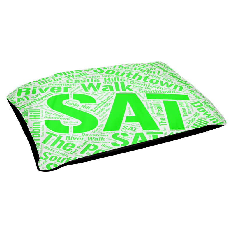 Coussin de chien « districts », Très grand (H 17 po x l 50 po x P 40 po), Vert, San Antonio