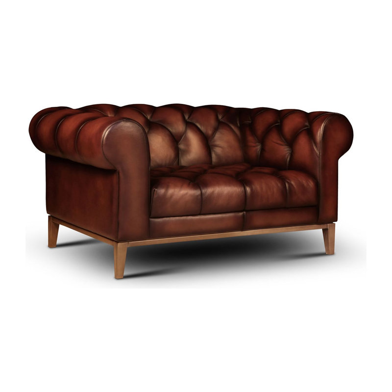 Gaga Upholstered 62'' Loveseat, Spruce (Cartier), Satin Brass