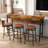 Arcole 3-Drawer Long Dining Table Set with Power Outlets, Bar Kitchen Table Set with Circular Stools-1501763724-1501763727