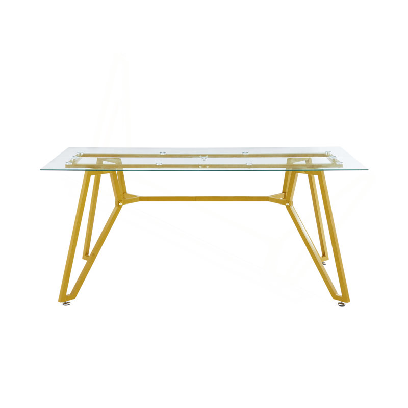 70.9-Inch Rectangular Glass Dining Table, Suitable For 1-8 People, Modern Style Home Kitchen Dining Table, Equipped With Sturdy Metal Table Legs,Suitable For Dining Room,Living Rooms, Offices