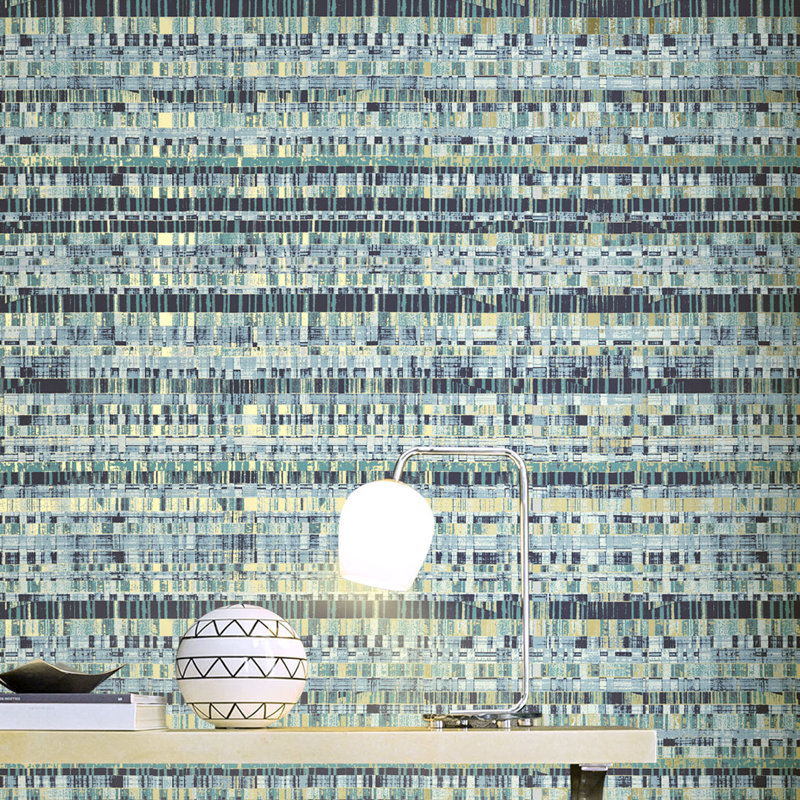 Rouleau de papier peint Pixel Rhythm, Bleu