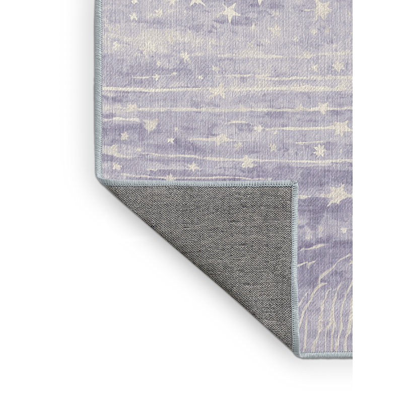 Machine Washable Blue Area Rug, Rectangle 5' x 8'