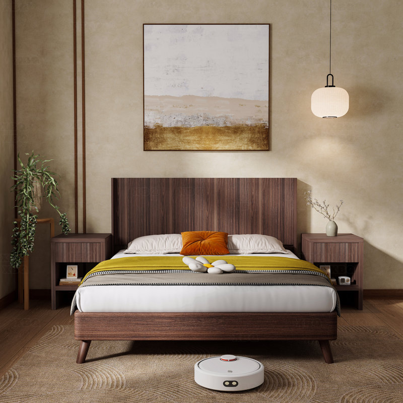 Tête de lit en bois pour grand lit, large tête de lit en bois de 64,4 po de largeur seulement, têtes de lit de style campagne moderne, panneau cannelé mural, têtes de lit à oreilles Boho
