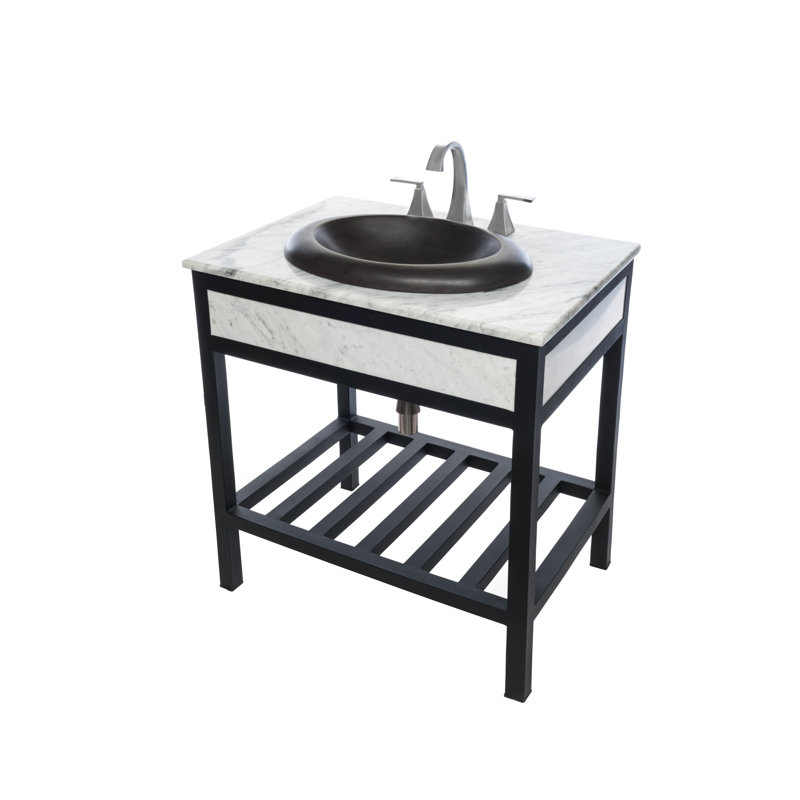 Cuzco 30" Single Bathroom Vanity Base Only, Carrera Marble