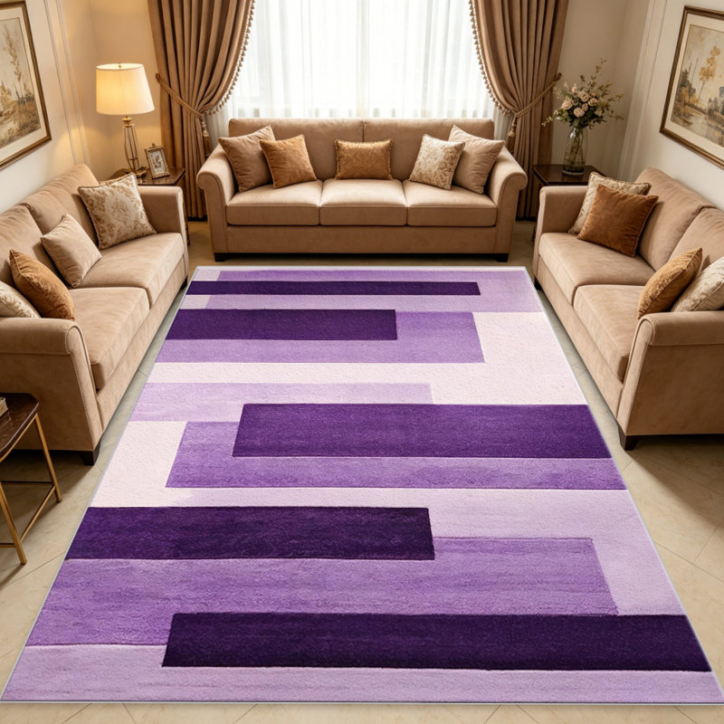 Purple Block carpet-easy to clean, machine-washable, soft and comfortable; suitable for door mats, kitchens, living rooms, bedrooms, corridors, and laundry areas. Easy to clean, durable carpet for home decoration.
