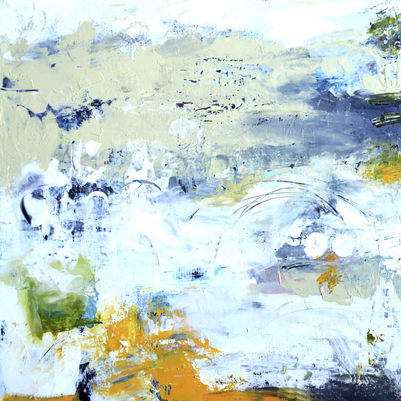 Abstract Beach 1 Piece Wrapped Canvas Painting, 51cm H x 51cm W x 3.8cm D
