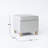 Pyp Square Storage Ottoman, 18 Inch Gray Print Fabric, Brown Wood