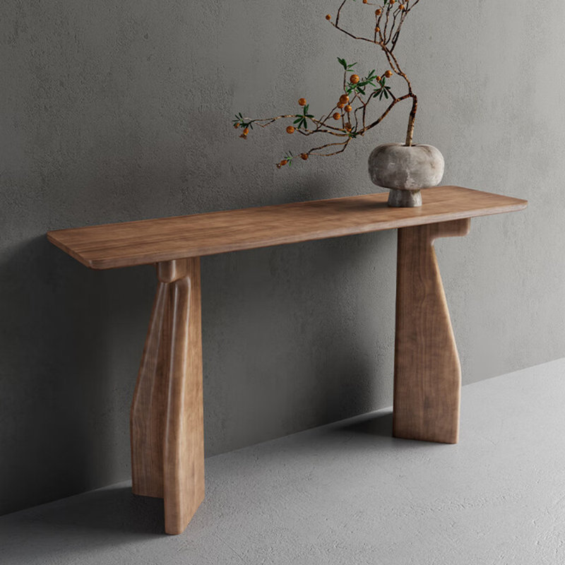 Console moderne en bois simple, Brun, H 29,5 po x l 55 po x P 15,7 po