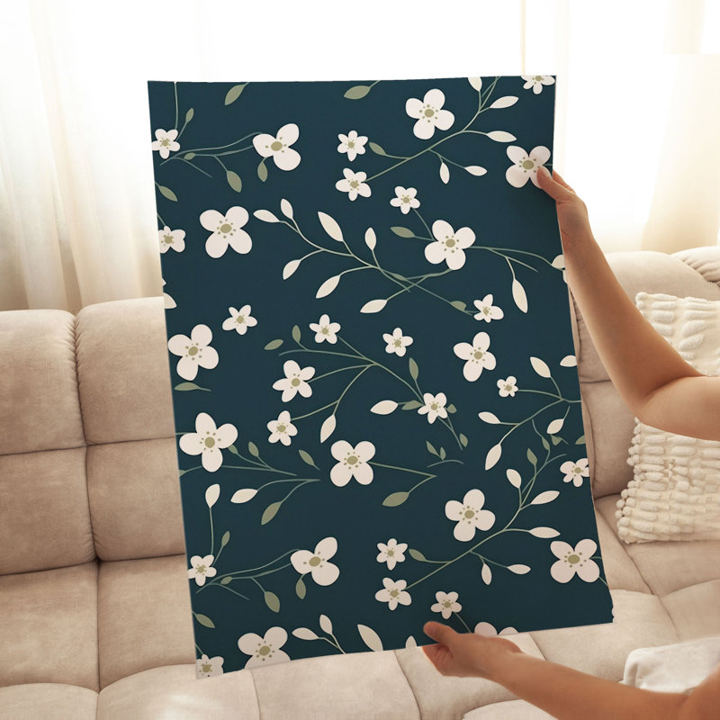 Motif floral de fleurs de jasmin, reproduction d'art moderne sans cadre, H 10 po x l 8 po