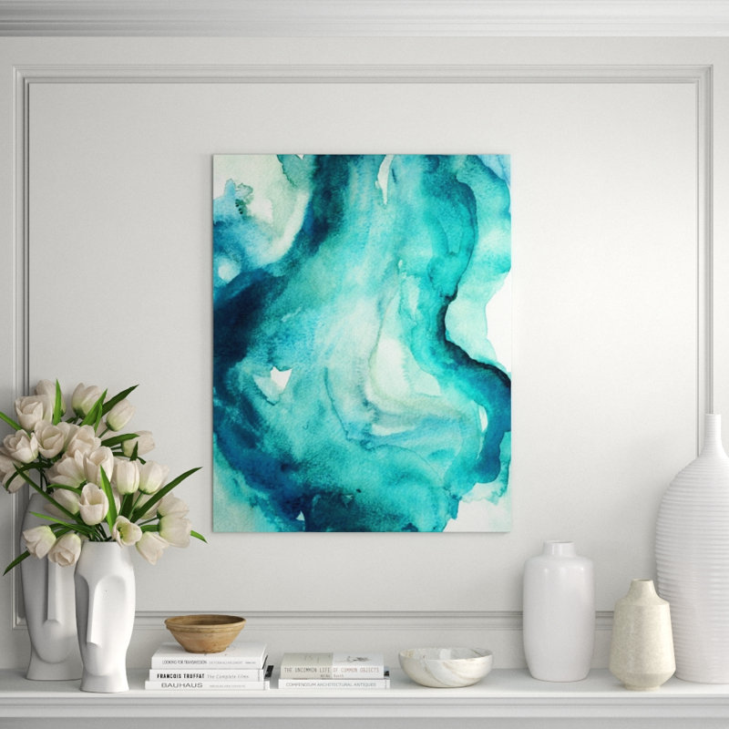 Emerald Wave Painting by Michelle Bennett, Outdoor, 46" H x 36" W x 1.5" D