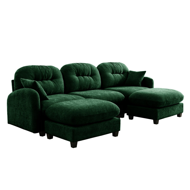 Chenille 3 - Seat Modular Sectional With , Flexible Combination Plans, High Resilience Seat, , Reading Nook Comfortable Spot , Chenille, Diverse Forms, , Apartment Decor