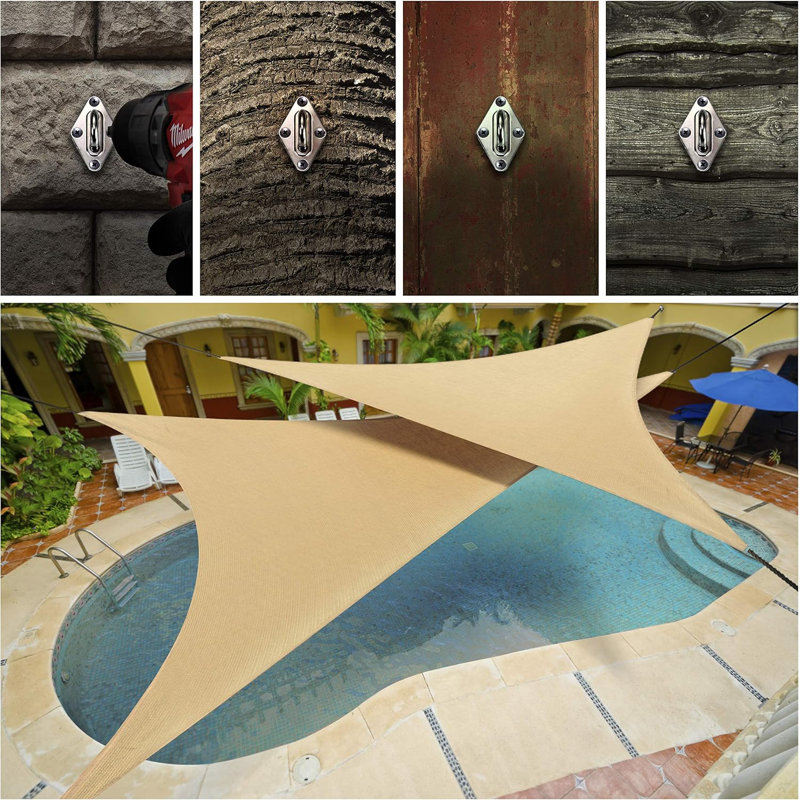 10 Inch Stainless Steel Triangle Sun Shade Sail Installation Kit
