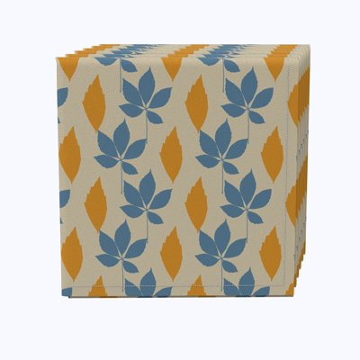 100% Cotton Blue/Yellow Floral Square Napkin