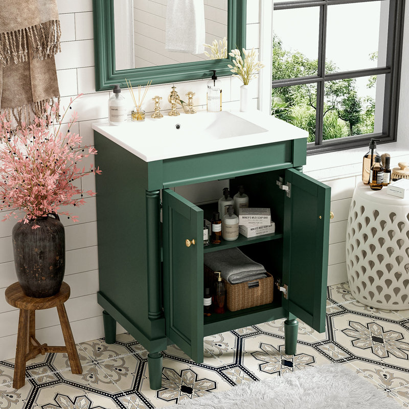 Rangement pour salle de bain Pollark, Vert, Argent argent