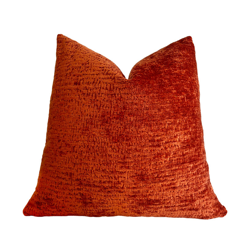 Housse de coussin en chenille unie, H 22 po x l 22 po 2, Orange