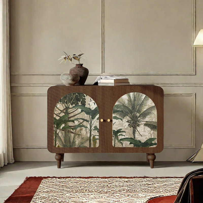 Armoire d'appoint en bois massif de style français, Nut-Brown
