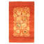 Tapis rouge / orange en laine noué à la main
