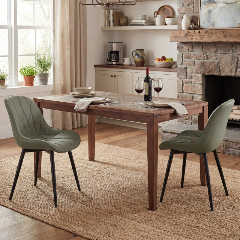 Chaise d'appoint rembourrée en similicuir Chardee, Vert olive